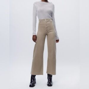 Zara ZW Collection Marine Straight High Rise Jeans Beige